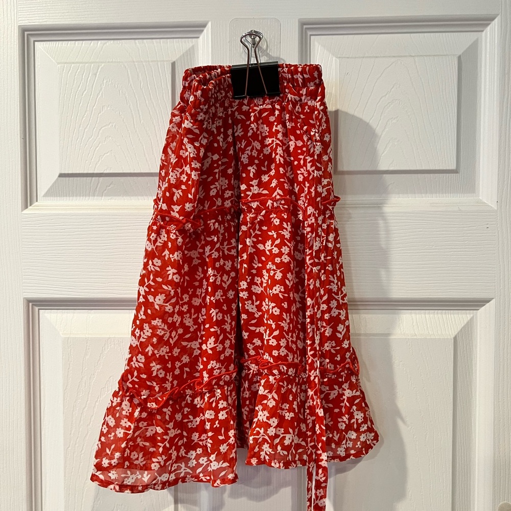 Orange flowy flowery skirt